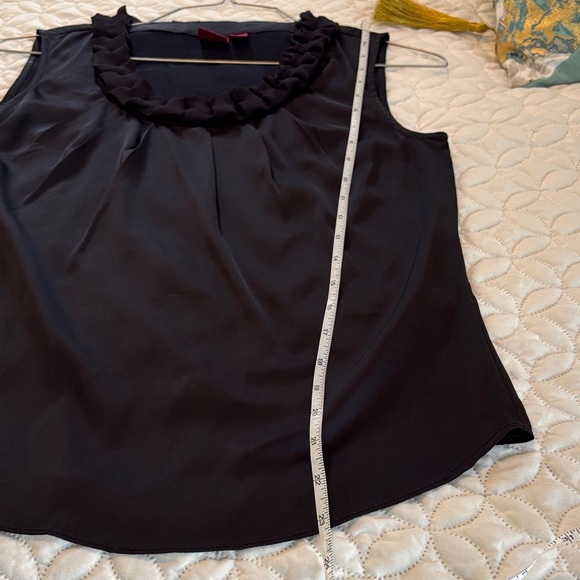 212 Collection Black Ruffle Neck Sleeveless Dress Blouse Size Small - Picture 5 of 7